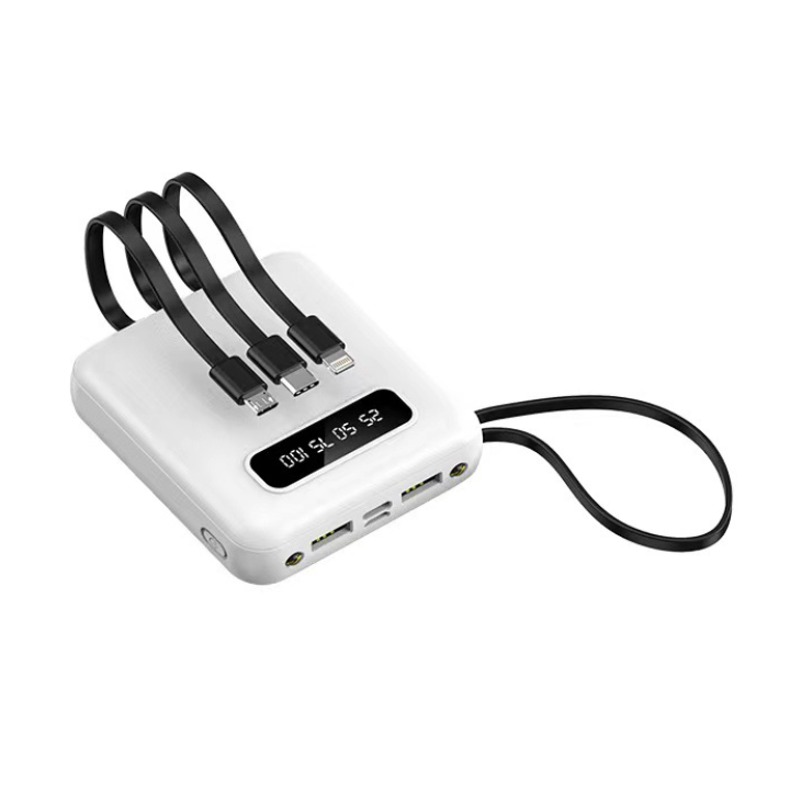 10000mah mini powerbank with 4cables